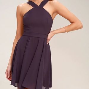 Lulu’s Forevermore Dusty Purple Skater Dress